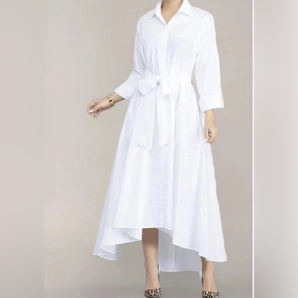 New York & Company Dresses & Skirts - Elegant White Shirt Dress Size L